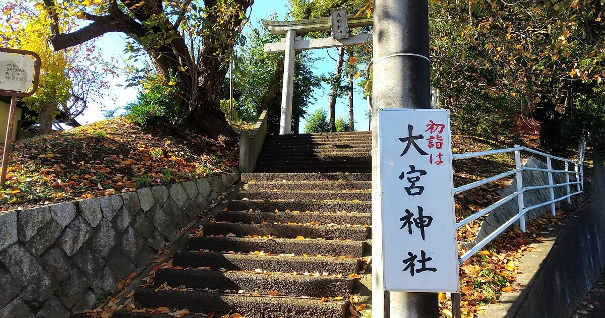初詣は"大宮神社" 長い参道は雰囲気よし！高台からの景色もよし！富士山もくっきり